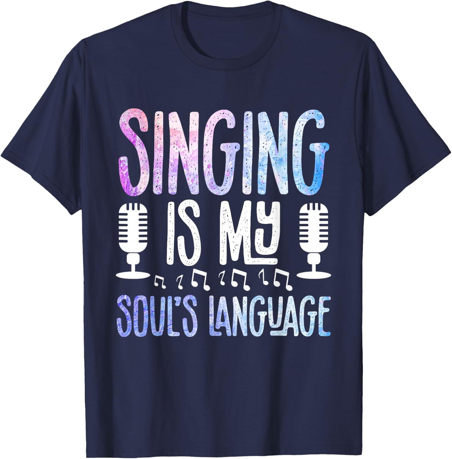 Music Notes Singer Performance Microphone T-Shirt - T-Shirt | Navy