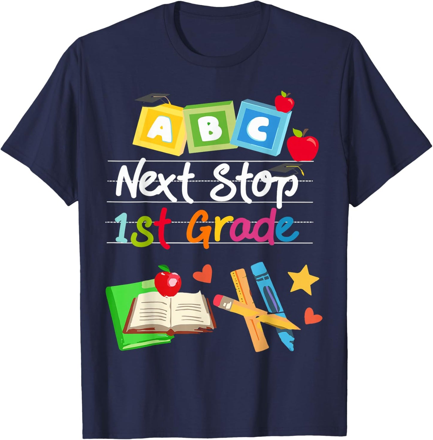 Next Stop 1st Grade Preschool Graduation 2024 Boy Girl T-Shirt - T-Shirt | Navy