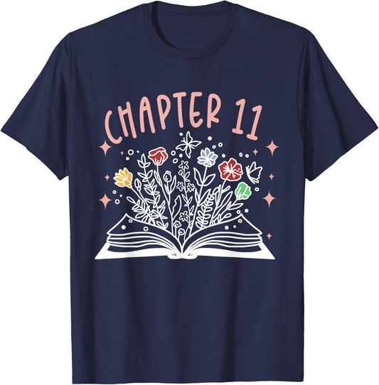 Chapter 11th Birthday Bookworm 11 Years Old For Book Loves T-Shirt - T-Shirt | Navy