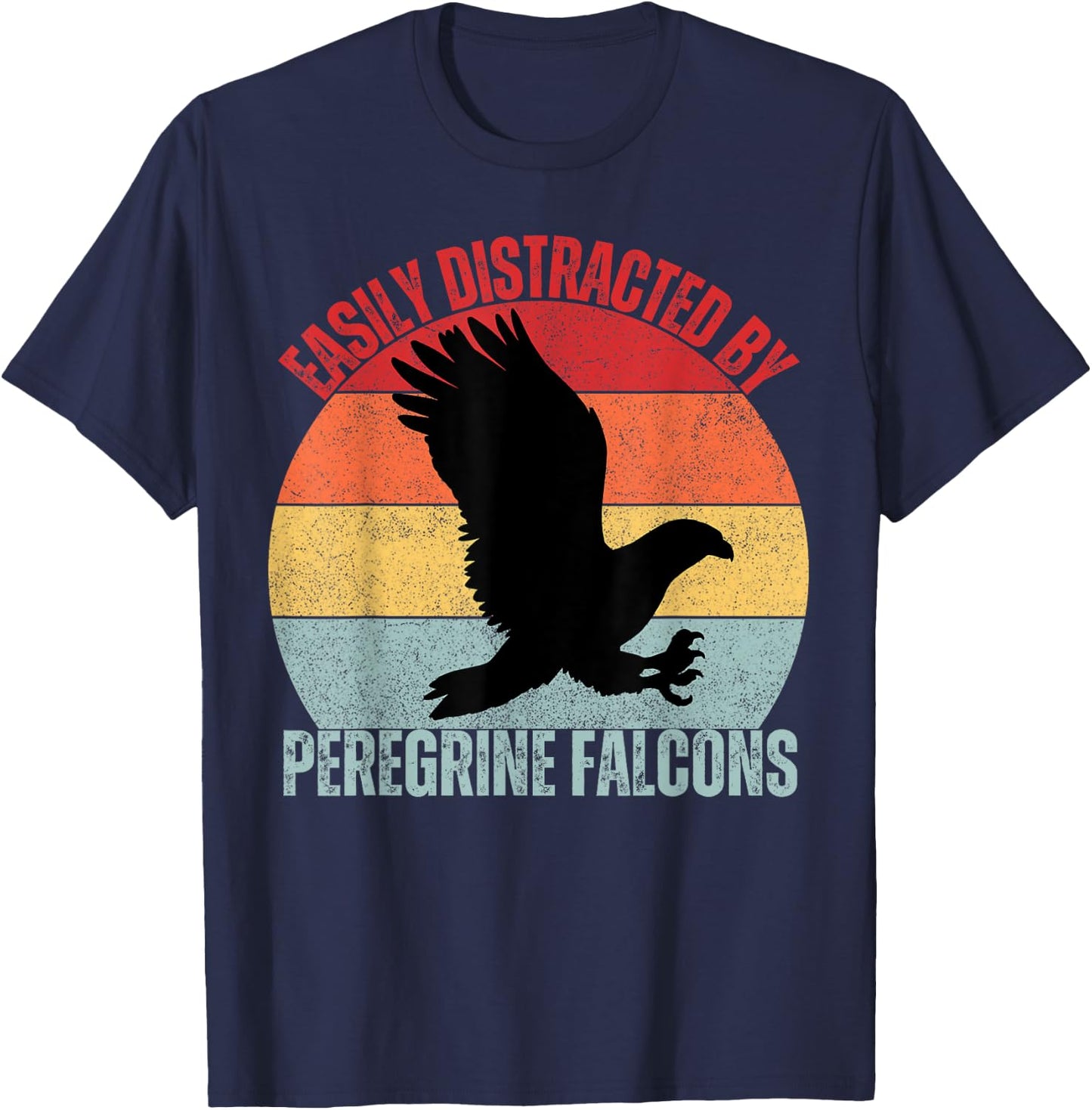 Easily Distracted By Peregrine Falcons Birds Kids Falcon T-Shirt - T-Shirt | Navy
