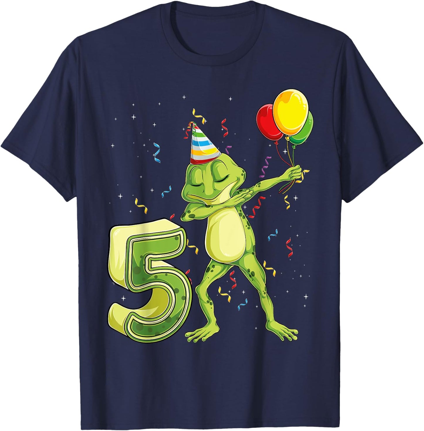 Funny Dab Frog Fifth 5th Birthday Five 5 Years Old Bday Kids T-Shirt - T-Shirt | Navy