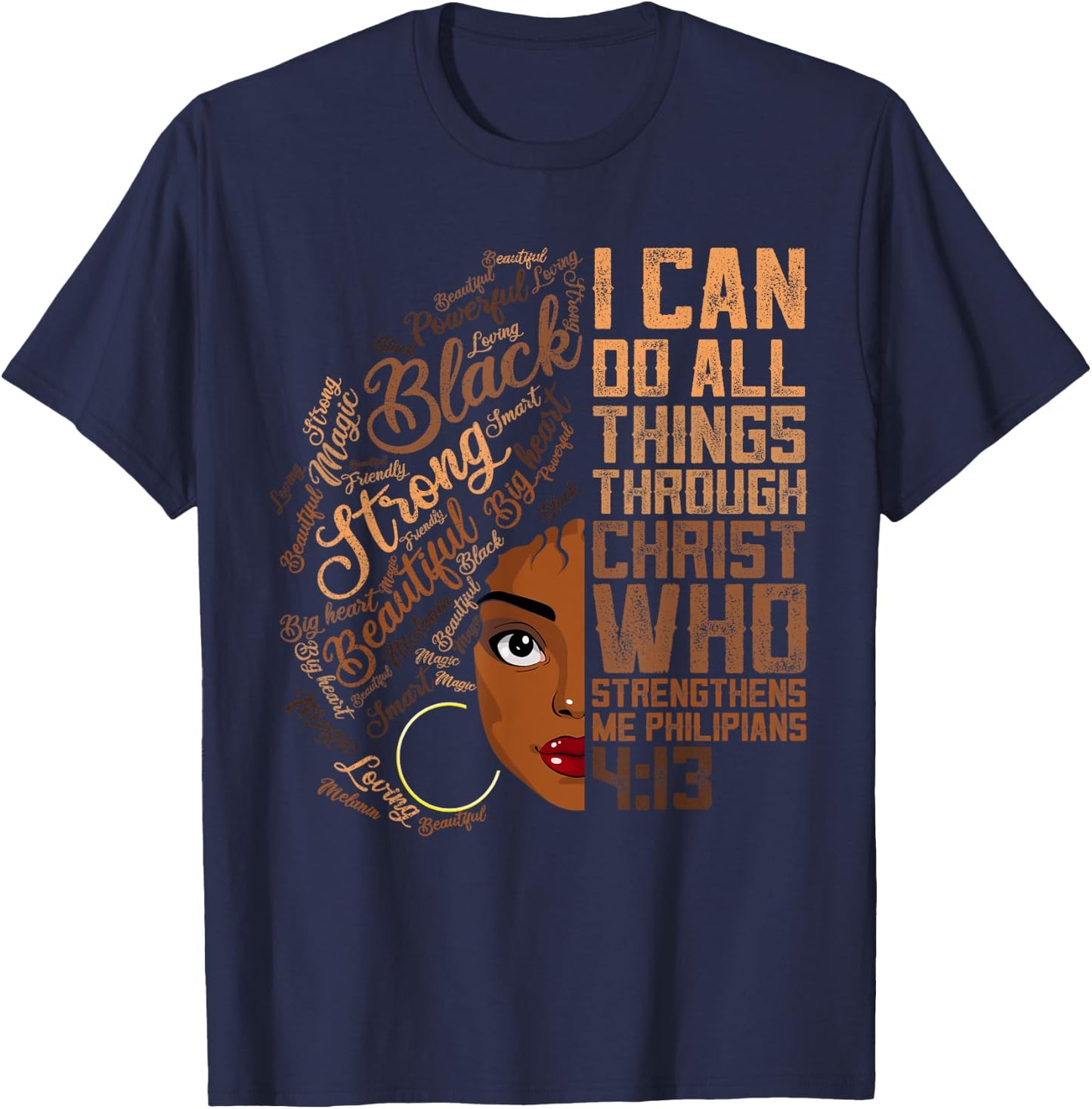 I Can Do All Things Melanin Women Shirt African American Loc T-Shirt - T-Shirt | Navy