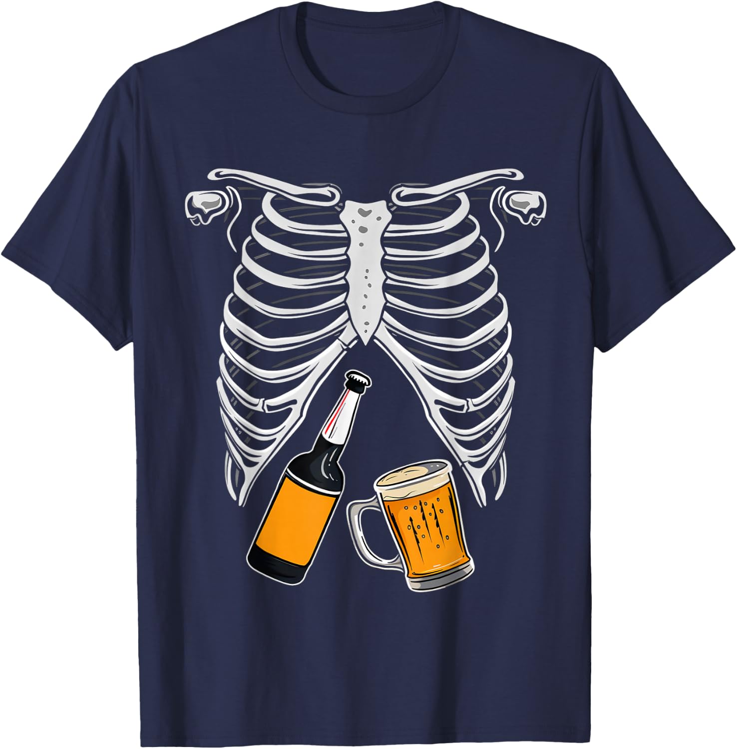 Skeleton Costume Halloween Beer Xray Matching Family Dad T-Shirt - T-Shirt | Navy