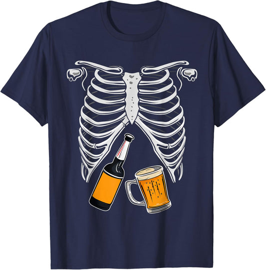 Skeleton Costume Halloween Beer Xray Matching Family Dad T-Shirt - T-Shirt | Navy