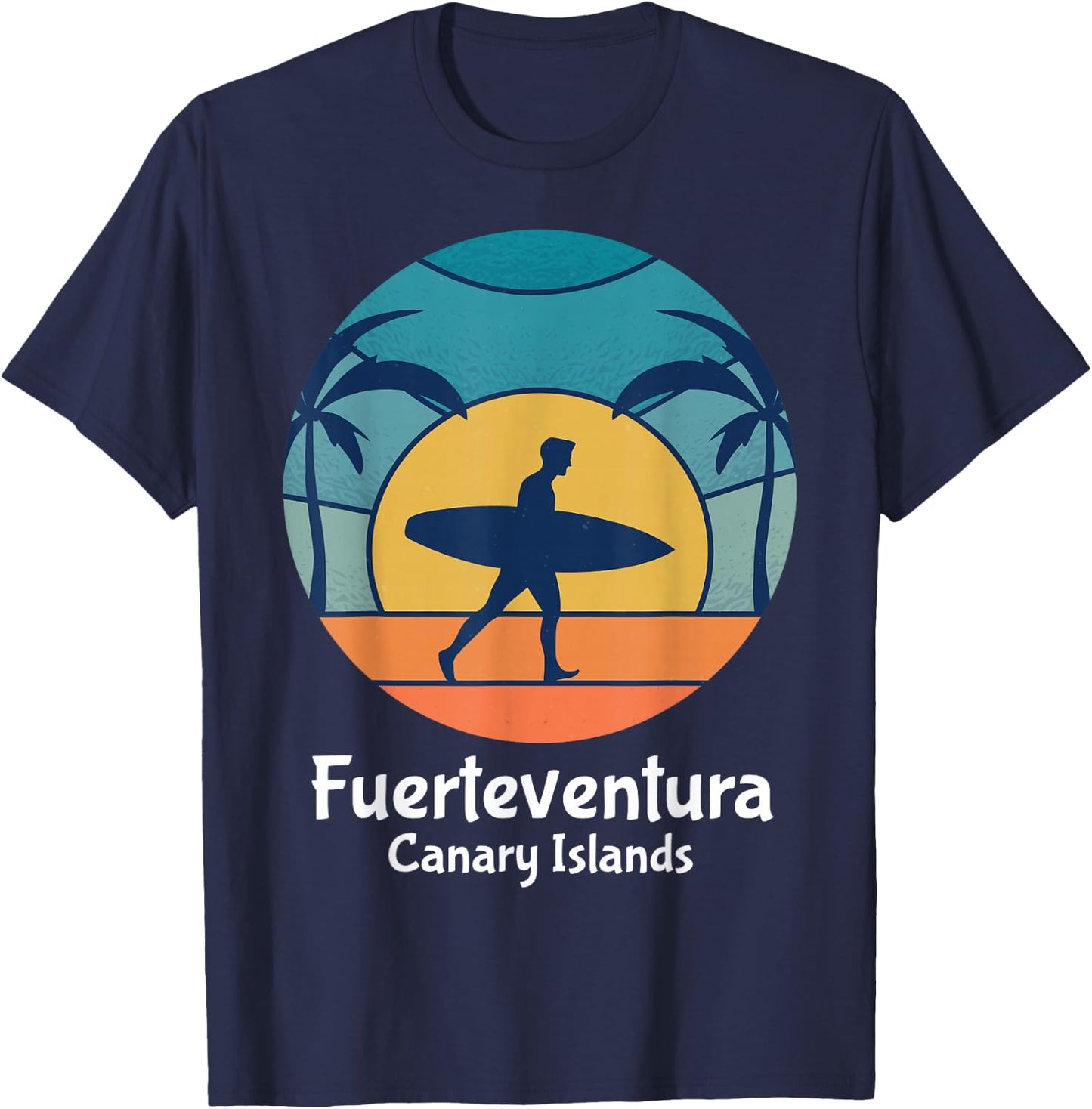 Fuerteventura Canary Islands Surfing Surfer Vintage Sunset T-Shirt - T-Shirt | Navy