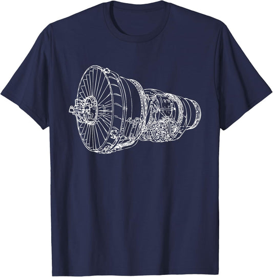 Aircraft Jet Engine Airplane T-Shirt - T-Shirt | Navy