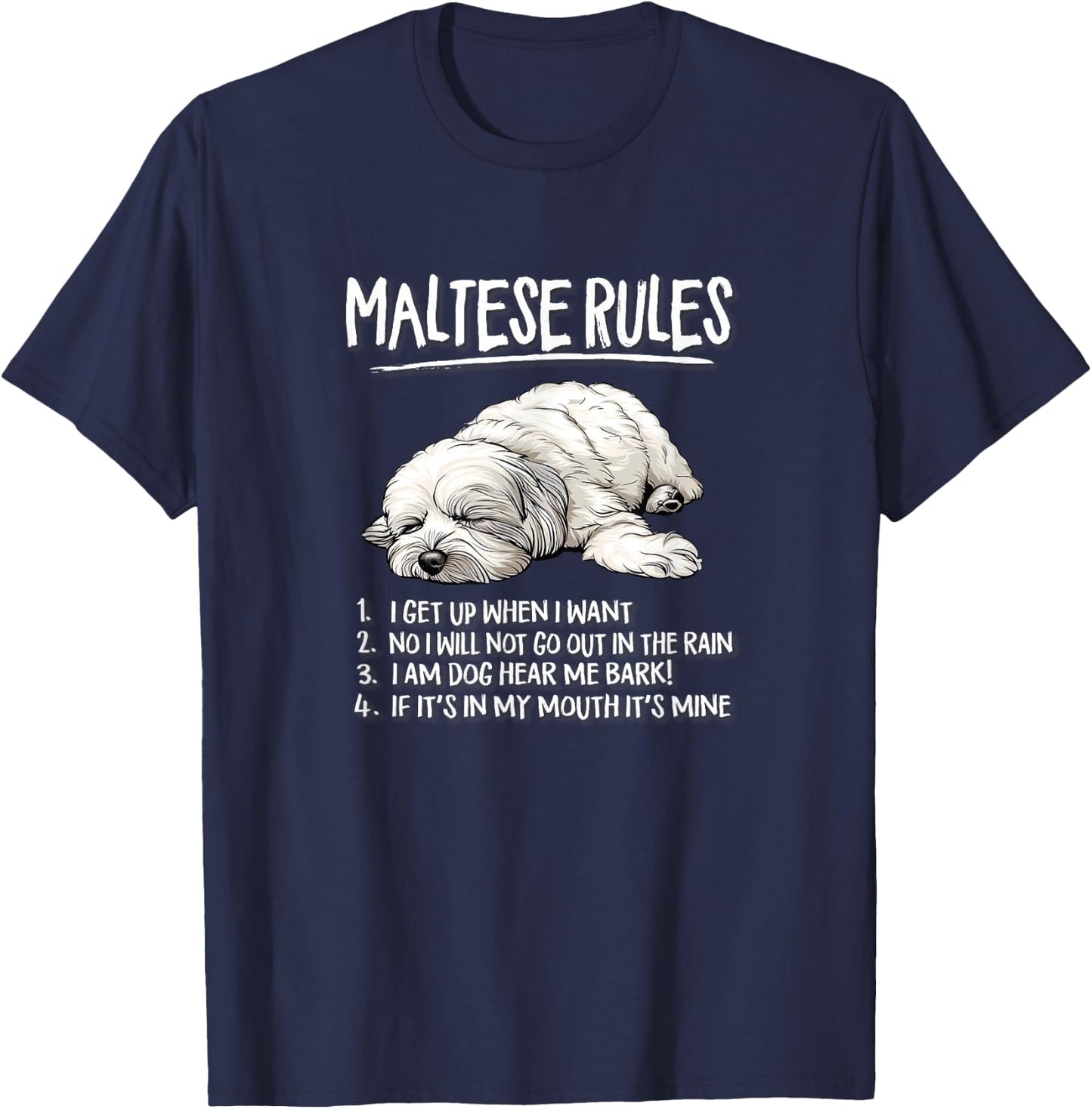 Funny Cute Rules Sleeping Napping Maltese Lover T-Shirt - T-Shirt | Navy