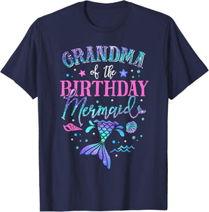 Grandma Of The Birthday Mermaid Party Matching Family T-Shirt - T-Shirt | Navy