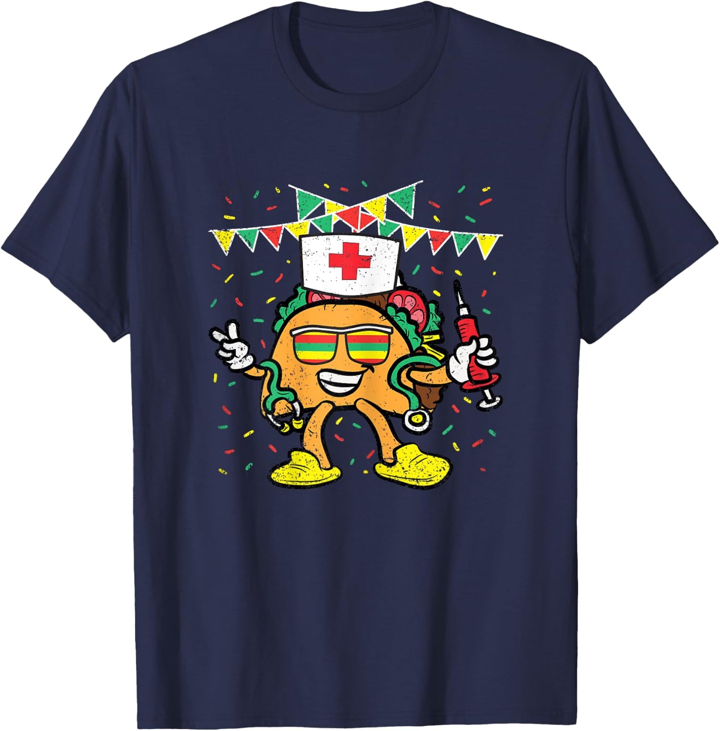 Taco Nurse Cinco De Mayo Nursing RN Mexican Food Fiesta T-Shirt - T-Shirt | Navy