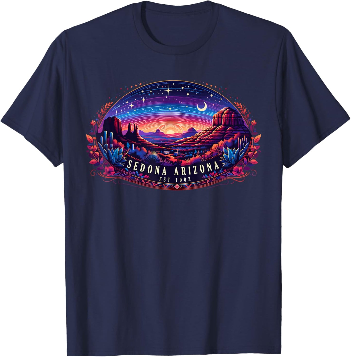 Sedona AZ Hiking Outdoors Mountain Sedona USA Retro Vintage T-Shirt - T-Shirt | Navy
