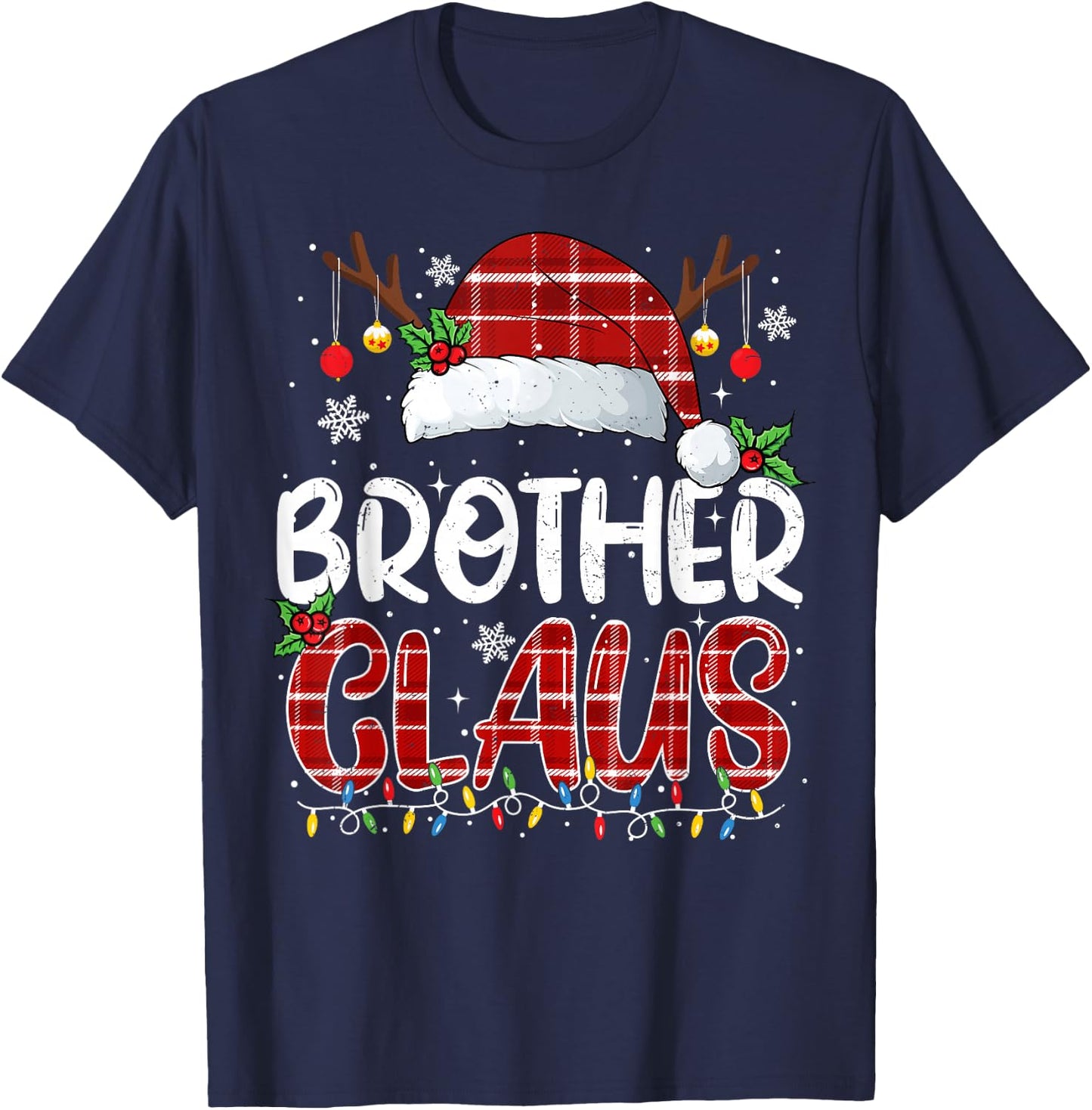 Brother Claus Christmas Lights Pajama Family Matching T-Shirt - T-Shirt | Navy