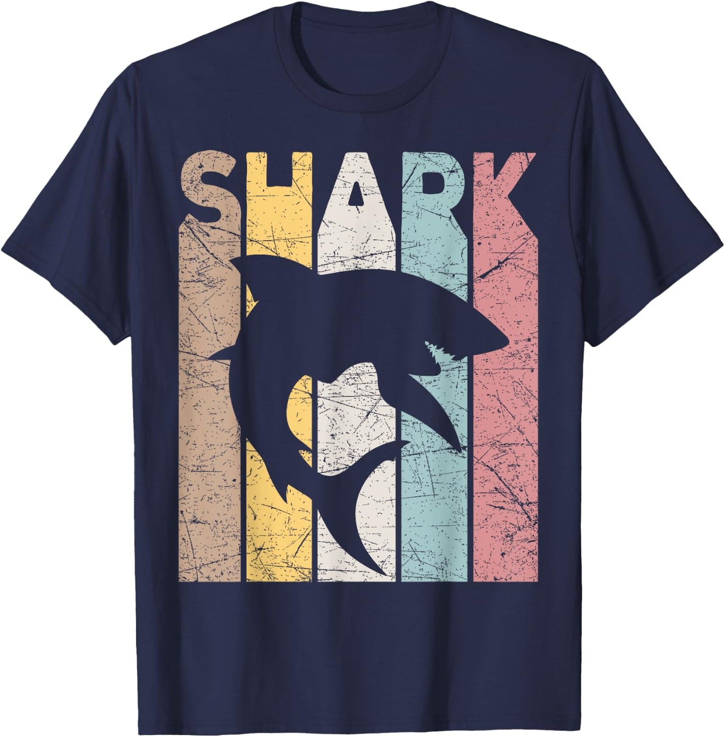 Shark Vintage Marine Animal Shark Lover Retro Oceanography T-Shirt - T-Shirt | Navy
