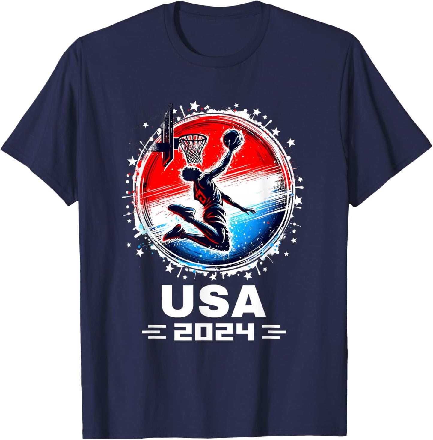 Basketball Team 2024 Basketball Apparel 2024 USA Team 2024 T-Shirt - T-Shirt | Navy