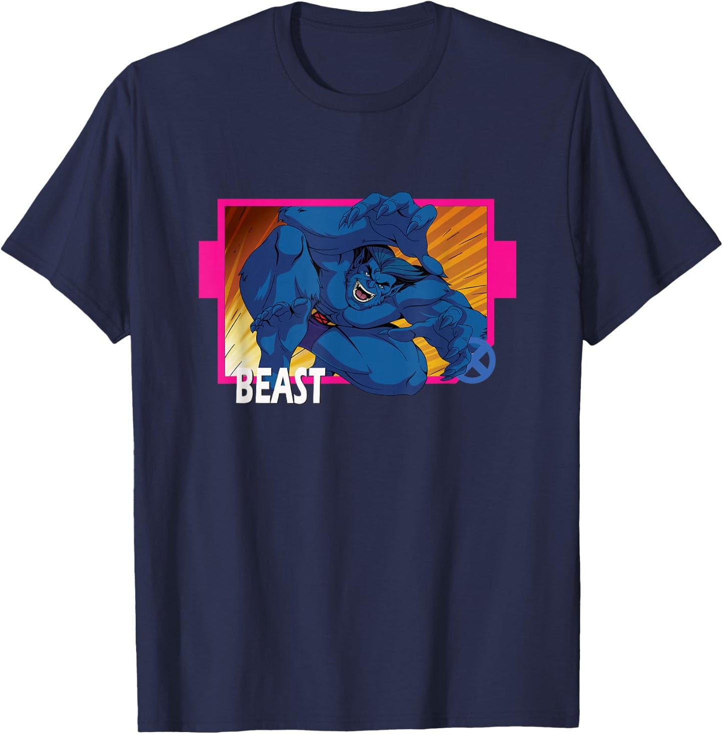 Marvel X-Men '97 Classic Beast Vintage Super Hero Panel T-Shirt - T-Shirt | Navy