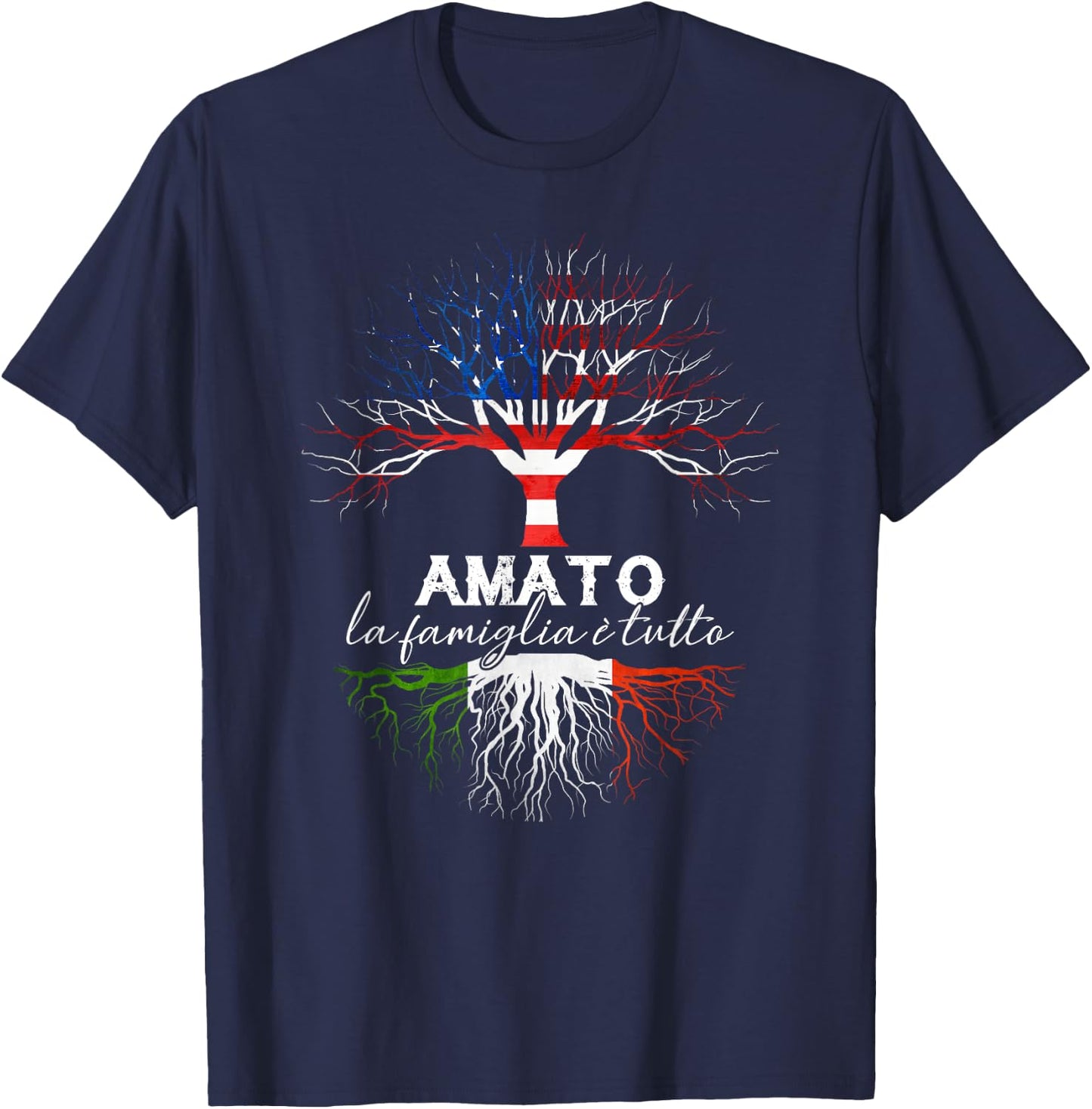 Amato Italian Family Name Italian Roots T-Shirt - T-Shirt | Navy