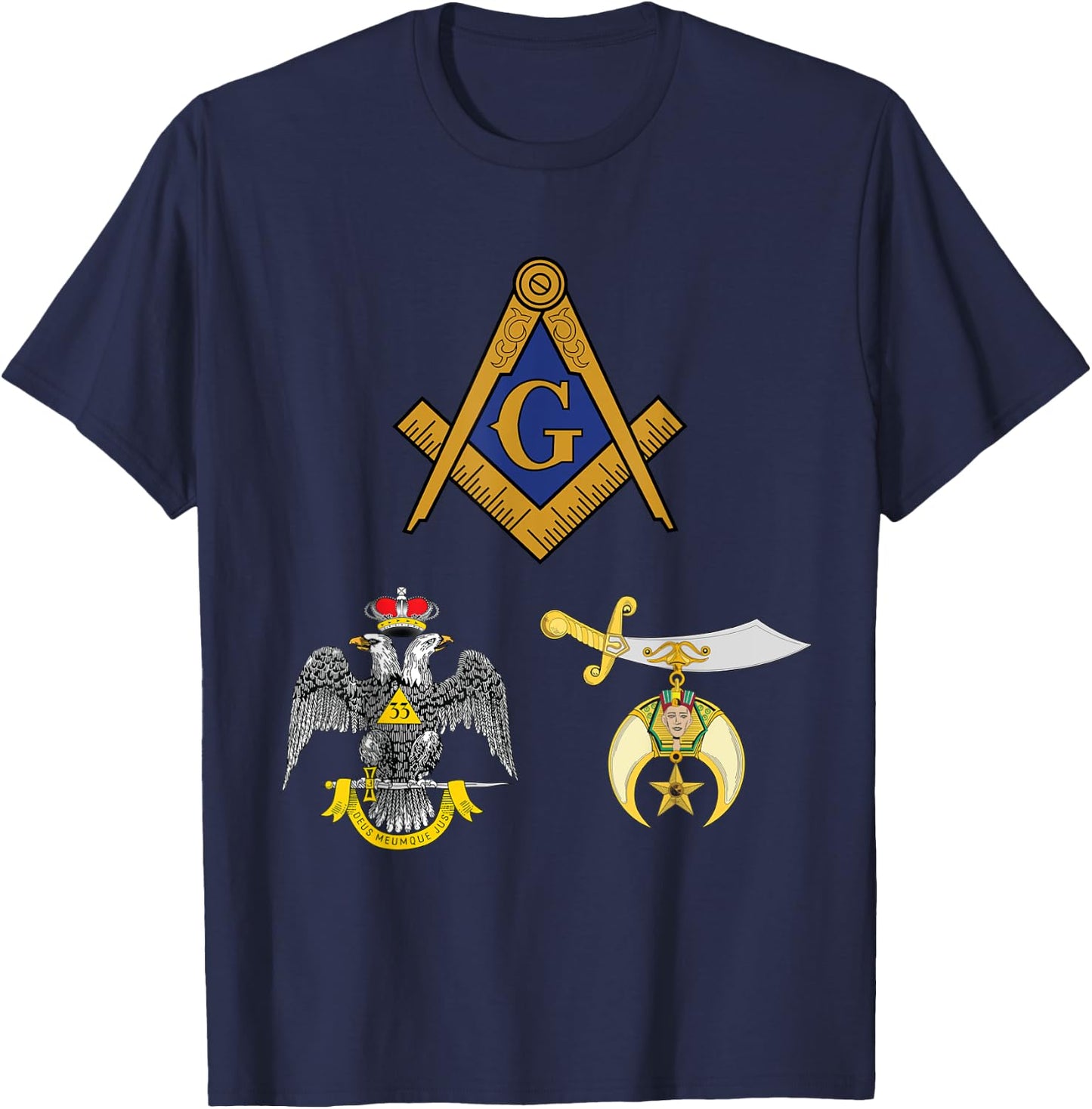 Master Mason 33rd Degree Shrine AASR Noble Masonic WD Blue T-Shirt - T-Shirt | Navy