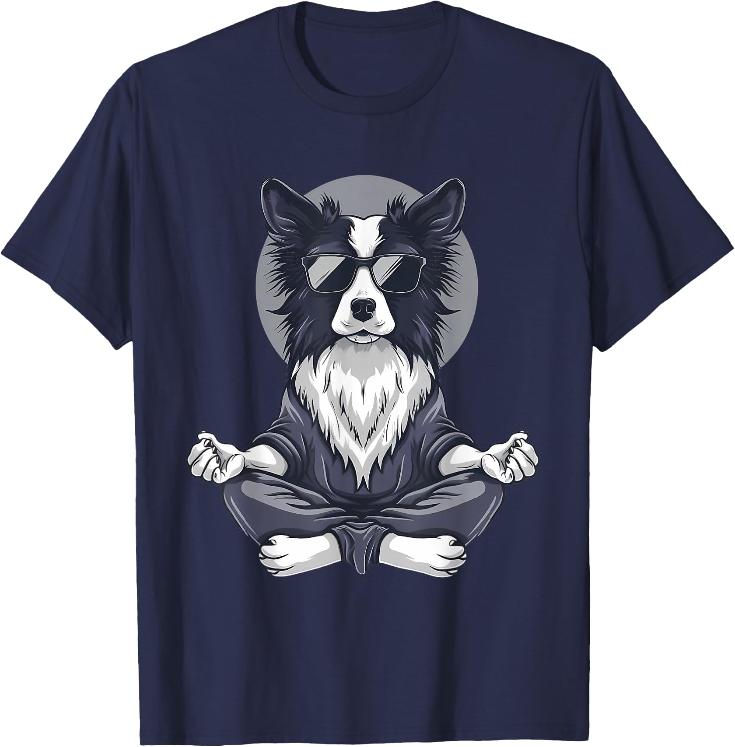 Dog Meditation Zen Buddha Spirituality Hindu Buddhist Men Women Kids T-Shirt - T-Shirt | Navy