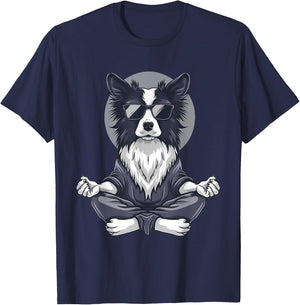 Dog Meditation Zen Buddha Spirituality Hindu Buddhist Men Women Kids T-Shirt - T-Shirt | Navy