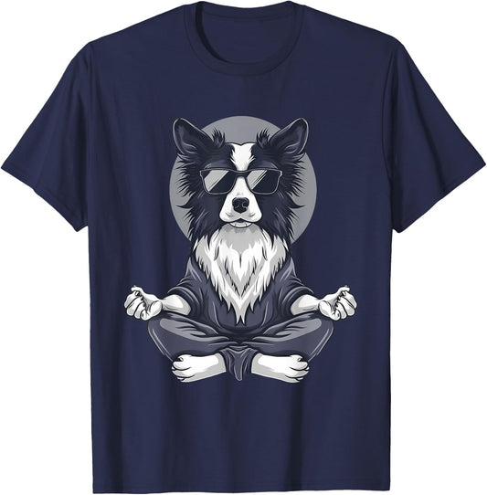 Dog Meditation Zen Buddha Spirituality Hindu Buddhist Men Women Kids T-Shirt - T-Shirt | Navy
