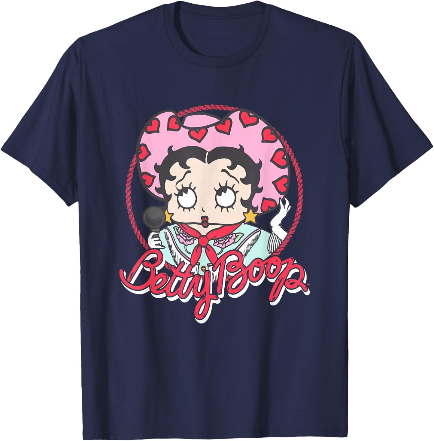 Betty Boop Cute Cowgirl Boop Retro Vintage Chest Portrait T-Shirt - T-Shirt | Navy