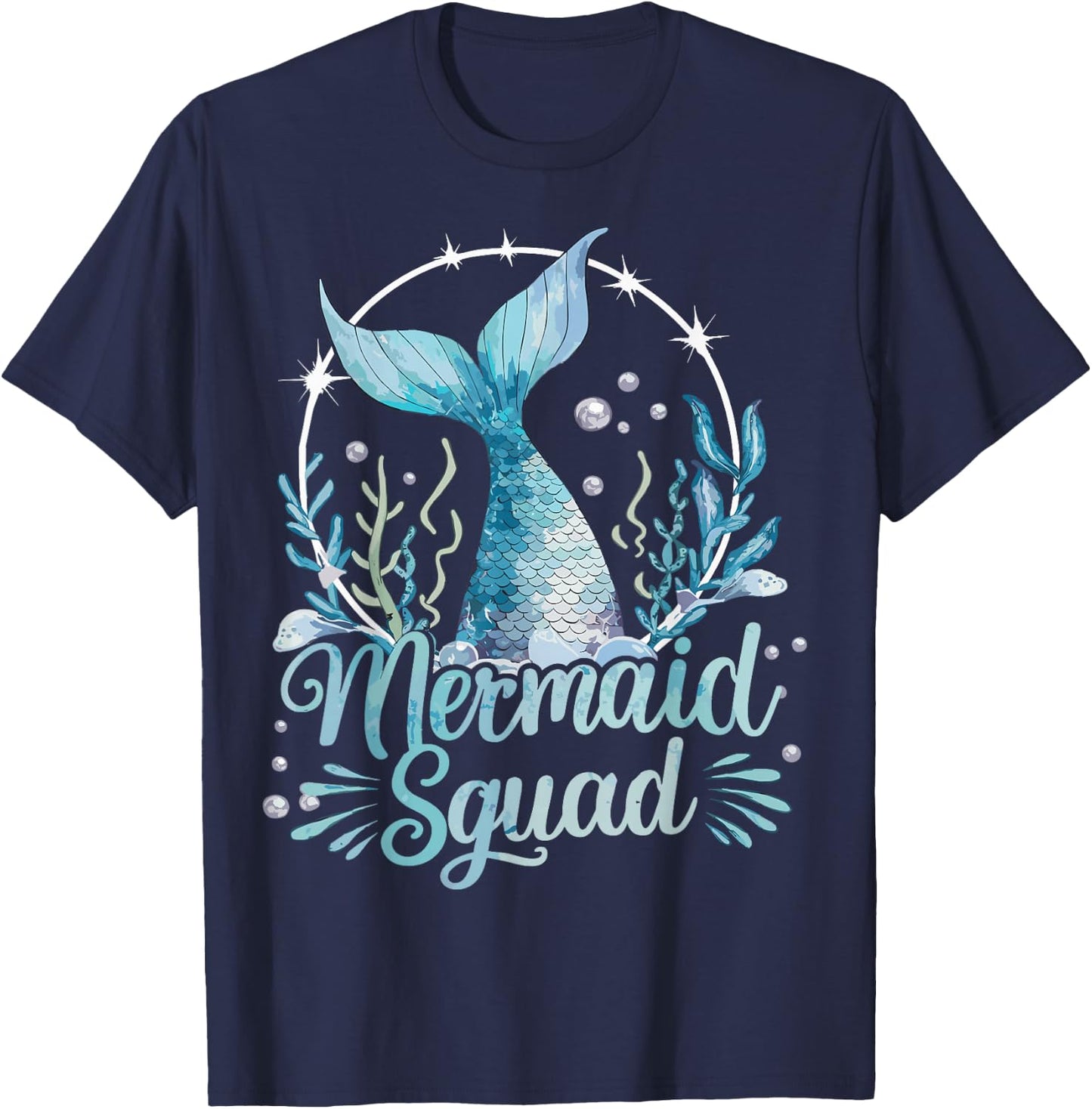 Mermaid Birthday Squad Mermaid T-Shirt - T-Shirt | Navy