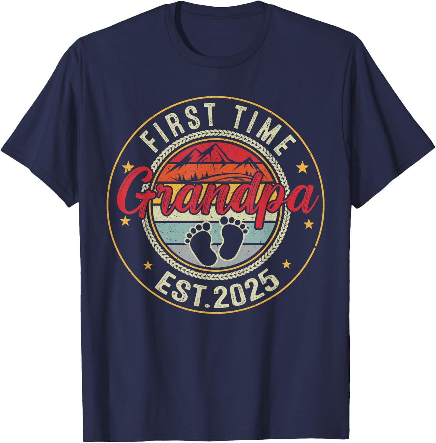 First time grandpa 2025 for grandfather to be T-Shirt - T-Shirt | Navy