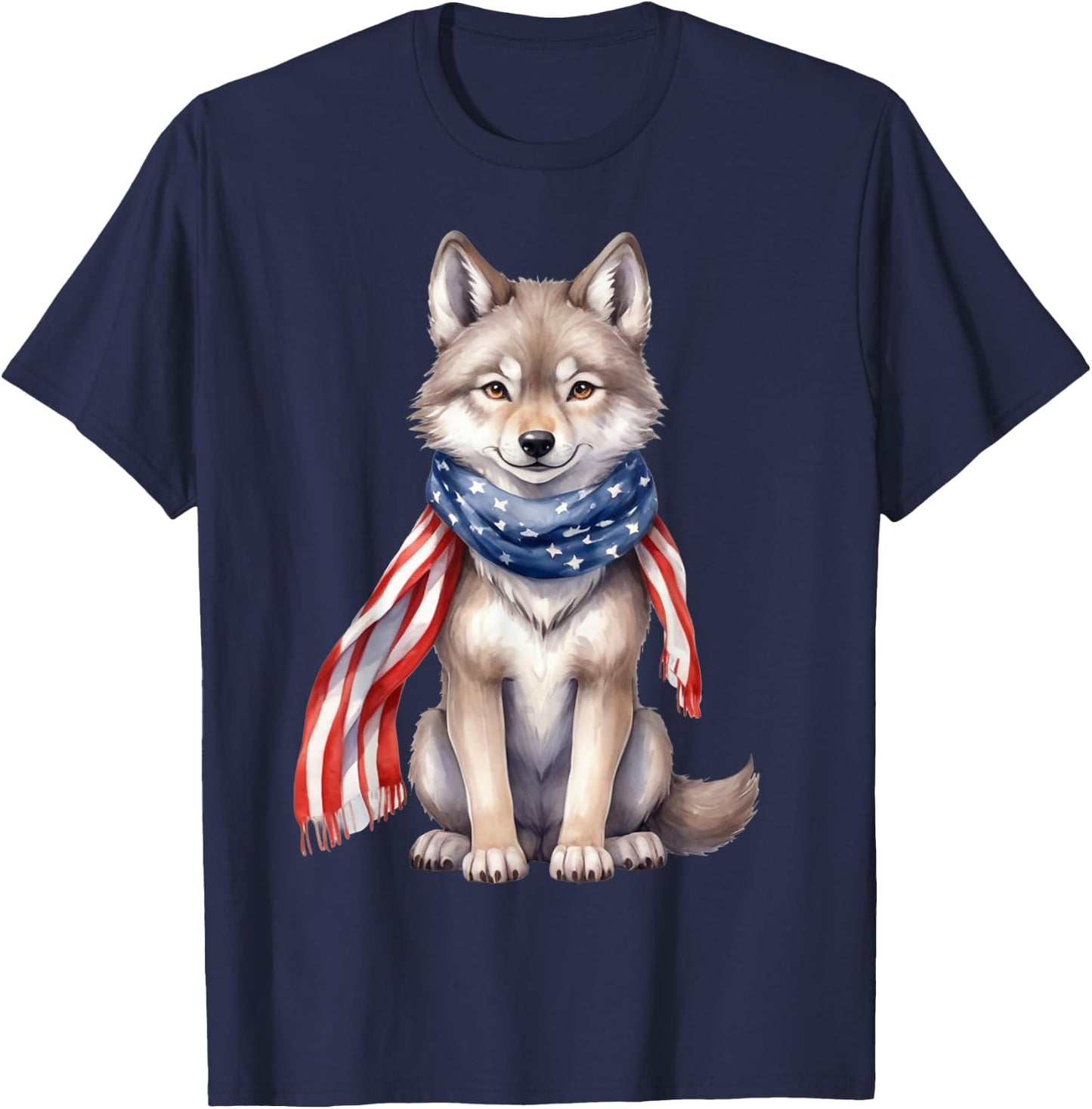 Wolf 4th of July American Flag Wolf Animal Patriotic Kids Men T-Shirt - T-Shirt | Navy