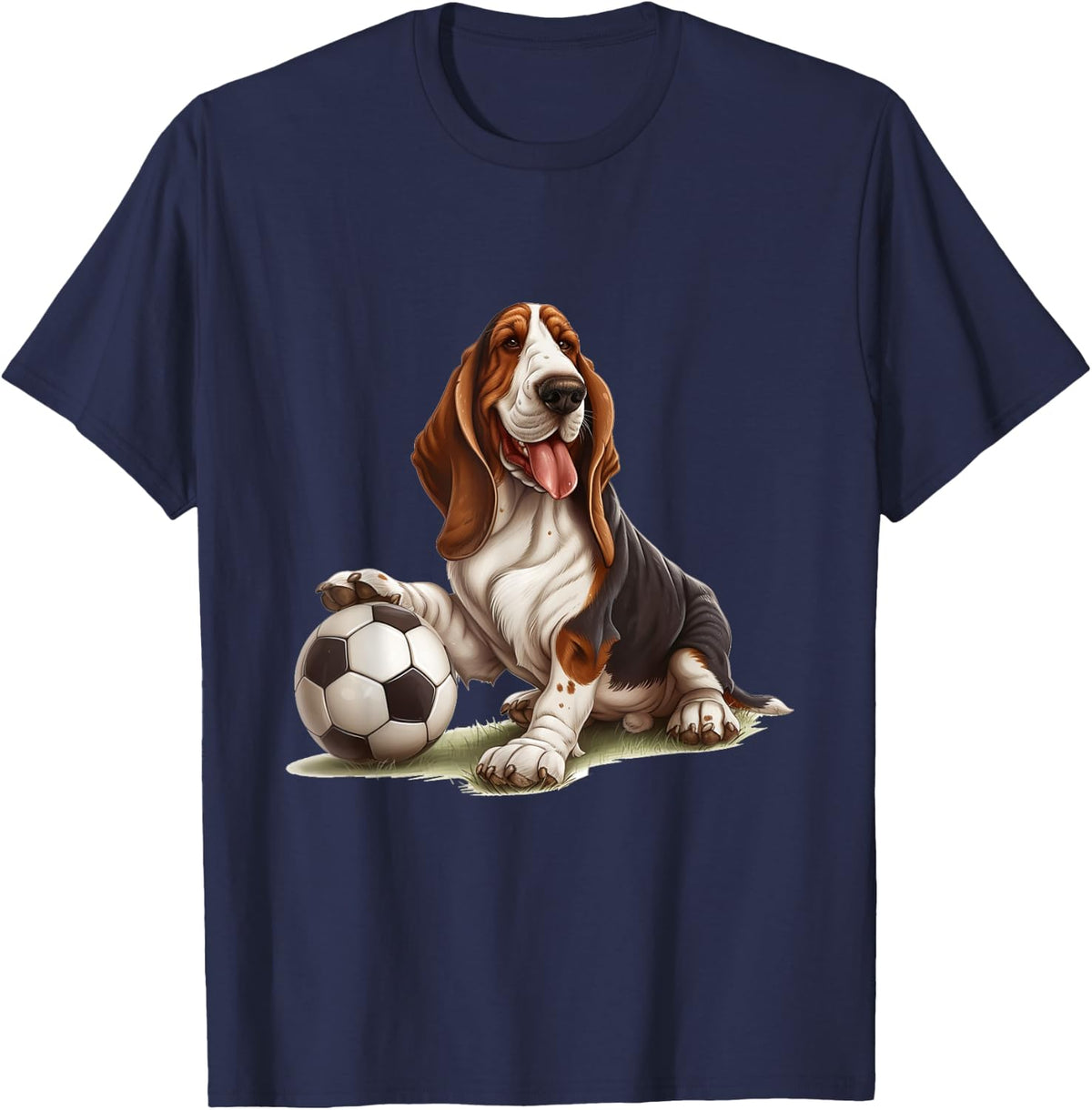 Basset Hound Dog Soccer Ball Sports Team Animal Women Kids T-Shirt - T-Shirt | Navy