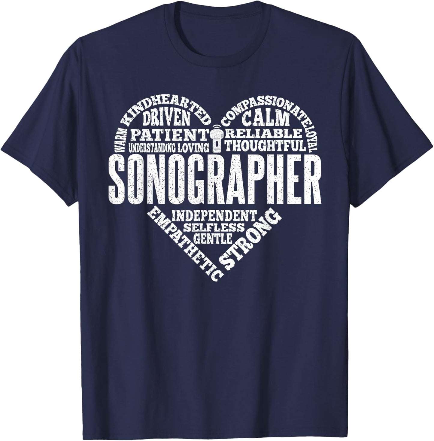 Sonographer Heart Sonography Ultrasound Technician T-Shirt - T-Shirt | Navy