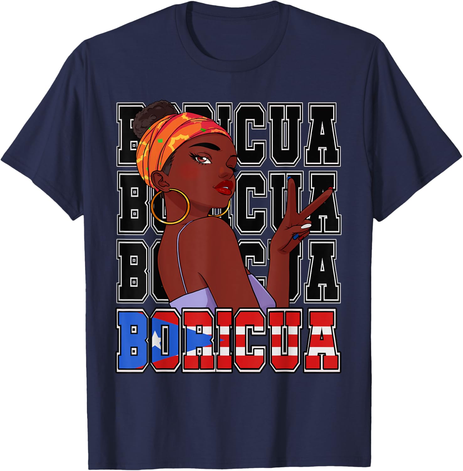 Puertorriquena Girl Morena Boricua Puerto Rico PR Vacation T-Shirt - T-Shirt | Navy