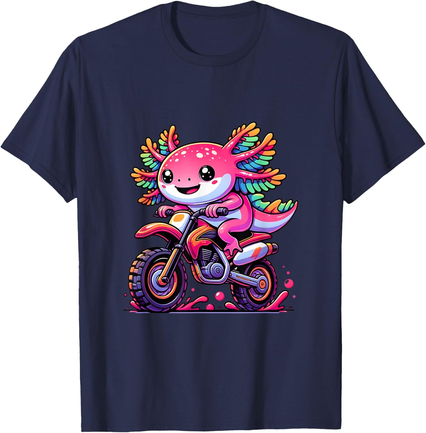 Axolotl Motocross Dirt Bike Cute Axolotl Lover Kids Boys T-Shirt - T-Shirt | Navy