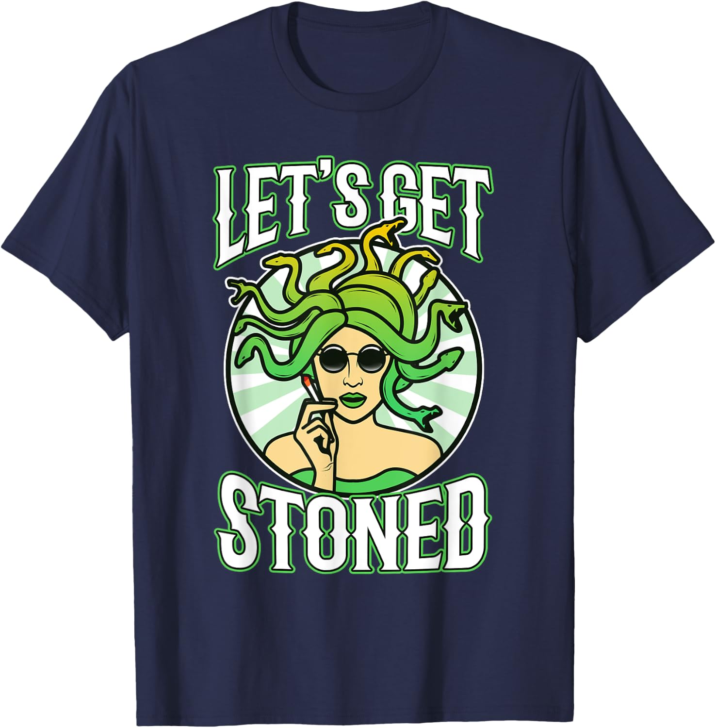 Lets get stoned medusa T-Shirt - T-Shirt | Navy