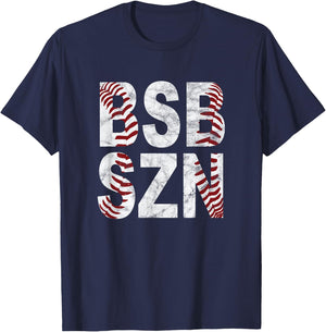 BSB SZN Baseball Season Distressed T-Shirt - T-Shirt | Navy
