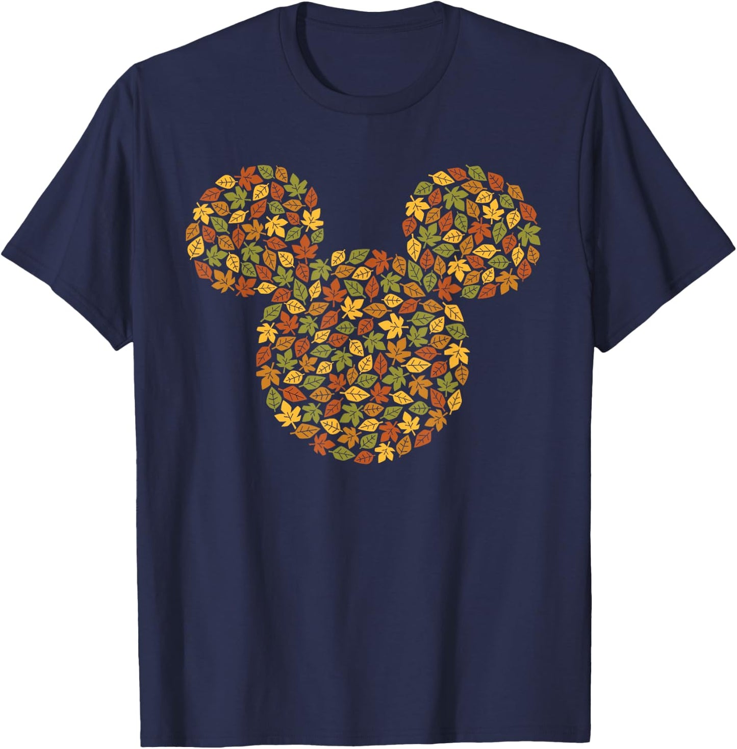 Disney Mickey Mouse Icon Autumn Fall Leaves T-Shirt - T-Shirt | Navy