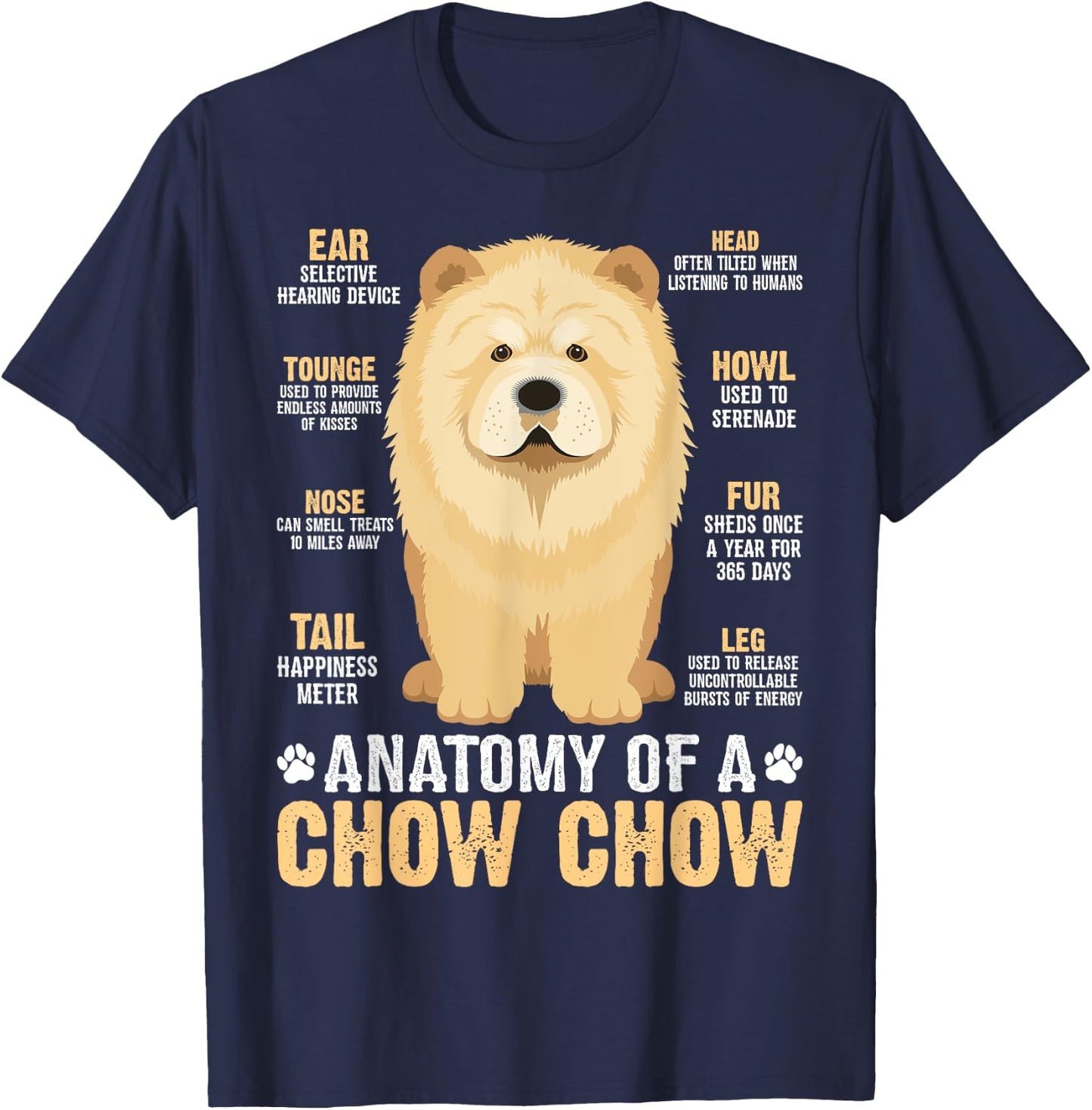 Anatomy Of A Chow Chow T-Shirt - T-Shirt | Navy