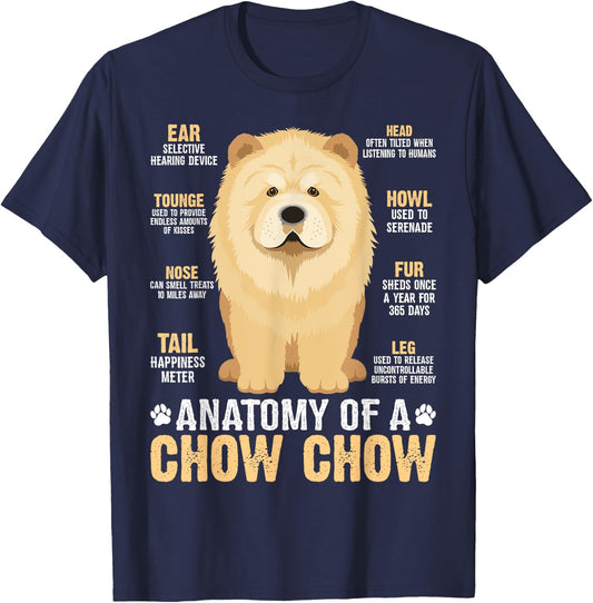 Anatomy Of A Chow Chow T-Shirt - T-Shirt | Navy
