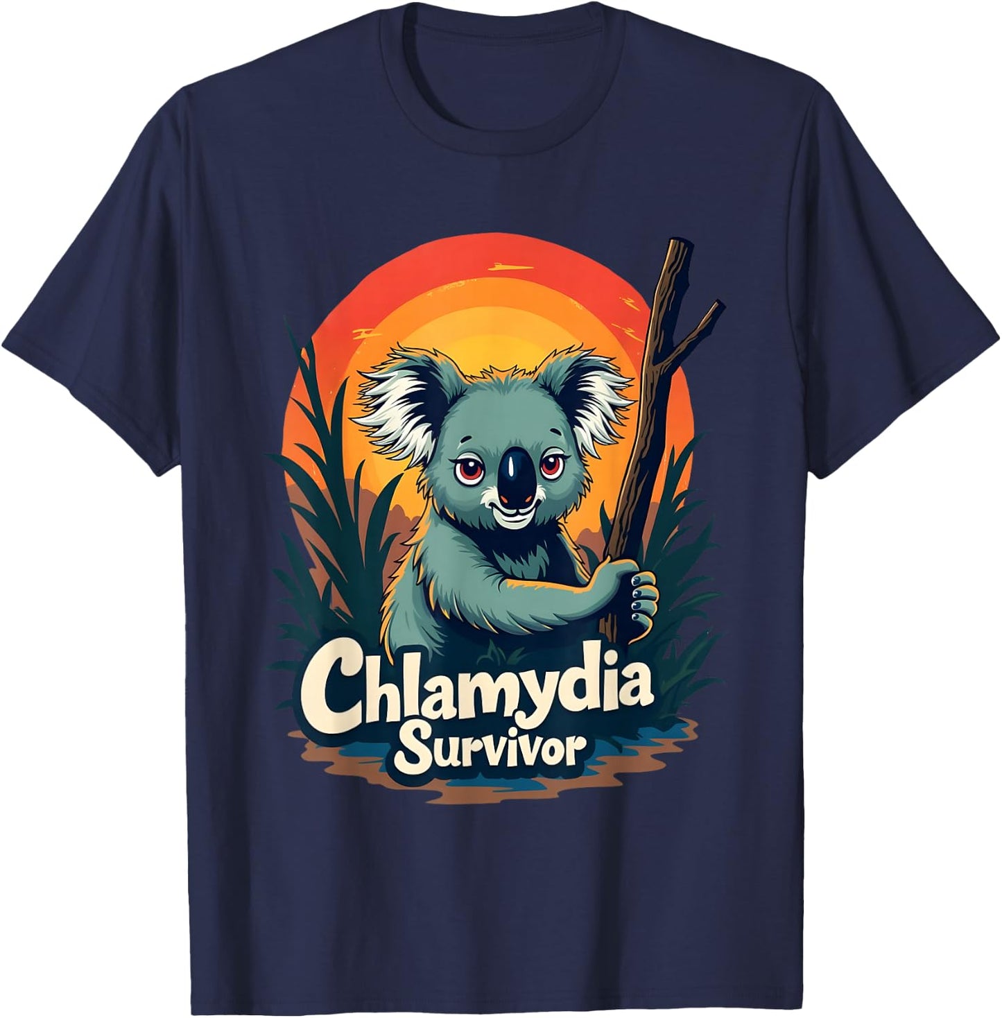 Chlamydia Survivor Funny Adult Joke Retro Vintage Koala Men T-Shirt - T-Shirt | Navy