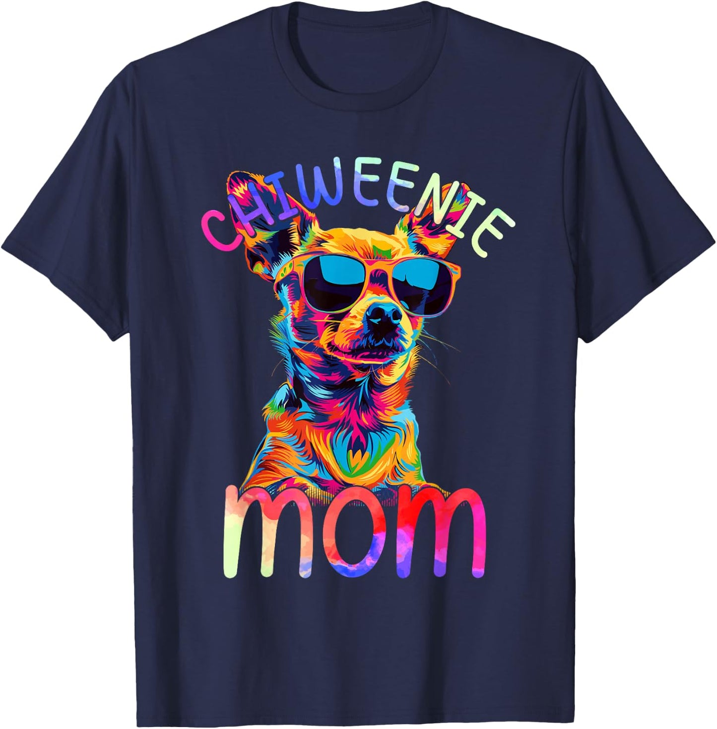 Chiweenie Mom Colorful Pop Art Chiweenie Dog T-Shirt - T-Shirt | Navy
