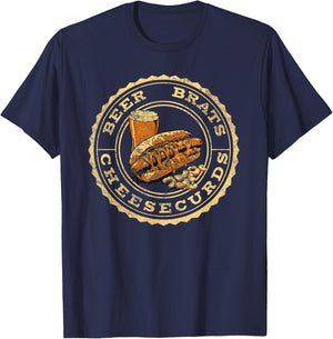 Wisconsin Favorites: Beer, Brats, Cheesecurds T-Shirt - T-Shirt | Navy