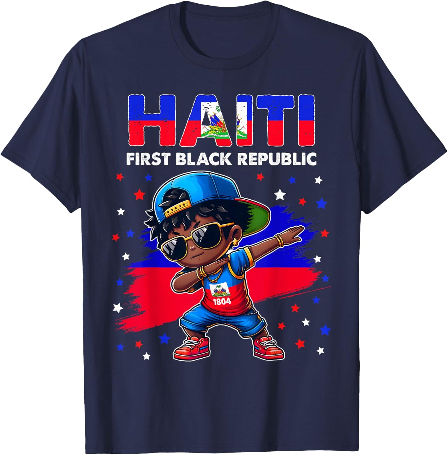 Haiti the First Black Republic 1804 Haiti Flag for kids T-Shirt - T-Shirt | Navy