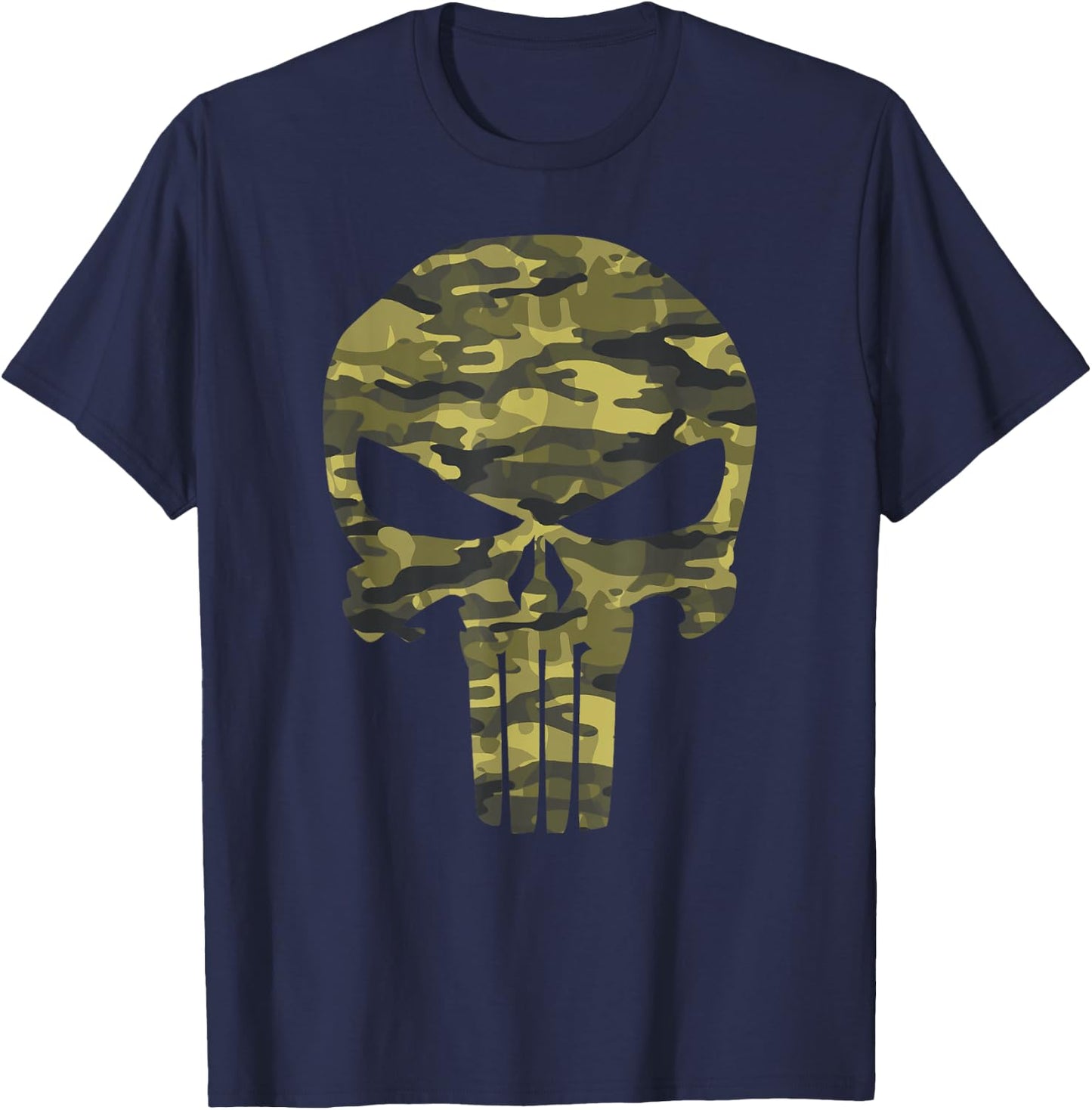 Marvel The Punisher Camo Skull Symbol T-Shirt - T-Shirt | Navy