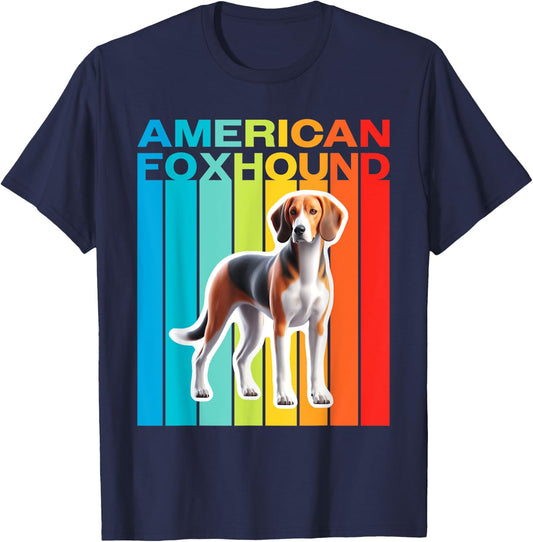 Colorful American Foxhound T-Shirt - T-Shirt | Navy