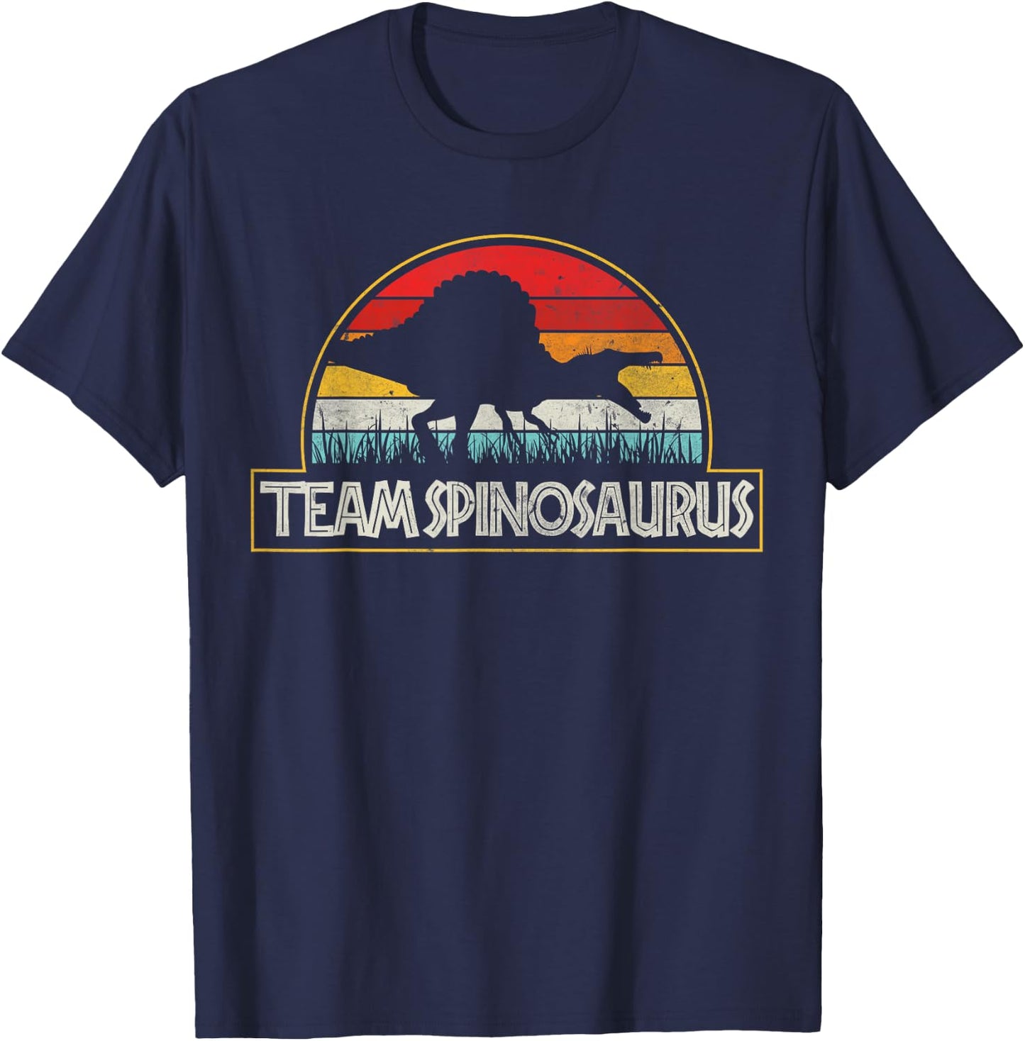 Retro Team Spinosaurus Sunset Vintage Dinosaur Lover Classic T-Shirt - T-Shirt | Navy