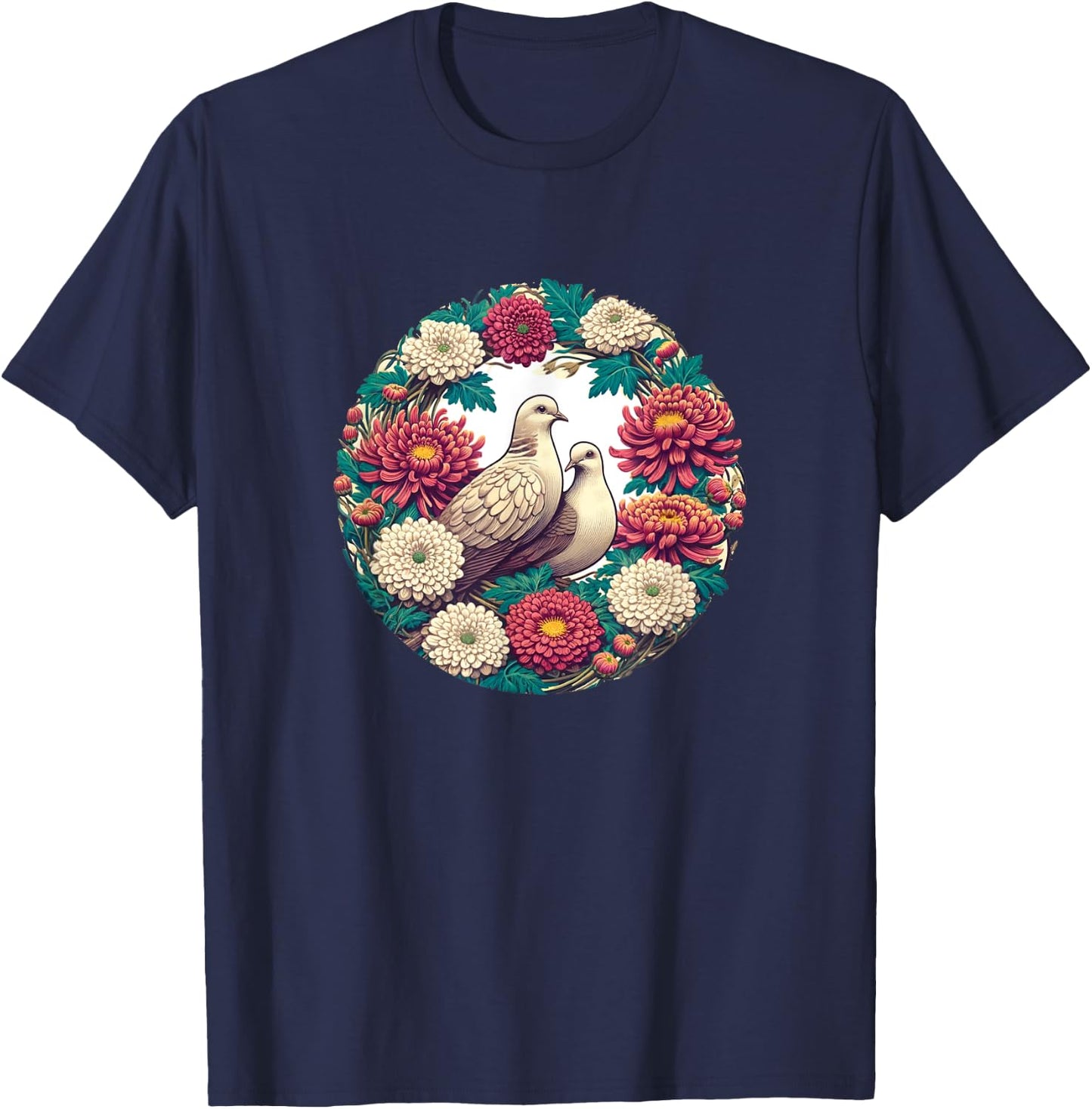 Mourning Doves Art Beautiful Bird Love T-Shirt - T-Shirt | Navy