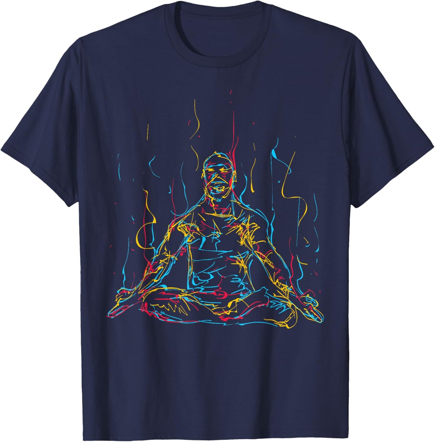 Colorful Abstract Art Meditation Buddha Buddhism T-Shirt - T-Shirt | Navy