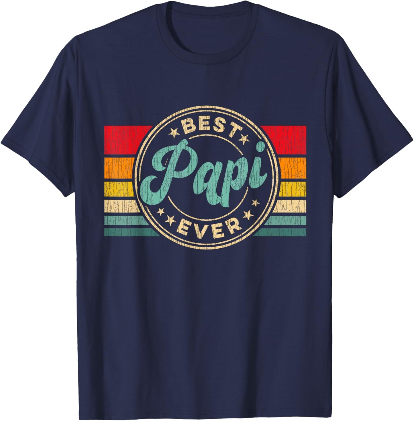 Best Papi Ever Vintage Retro Father's Day Gift T-Shirt - T-Shirt | Navy