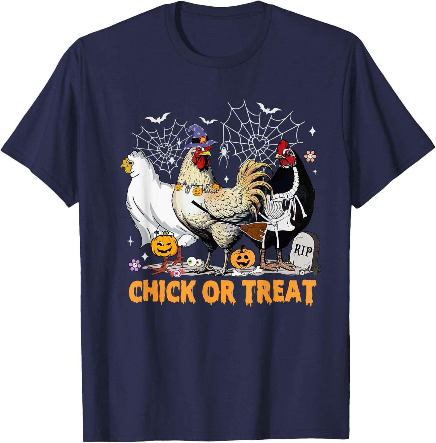 Funny Chicken Halloween Costume Spooky Season Chickens Witch T-Shirt - T-Shirt | Navy