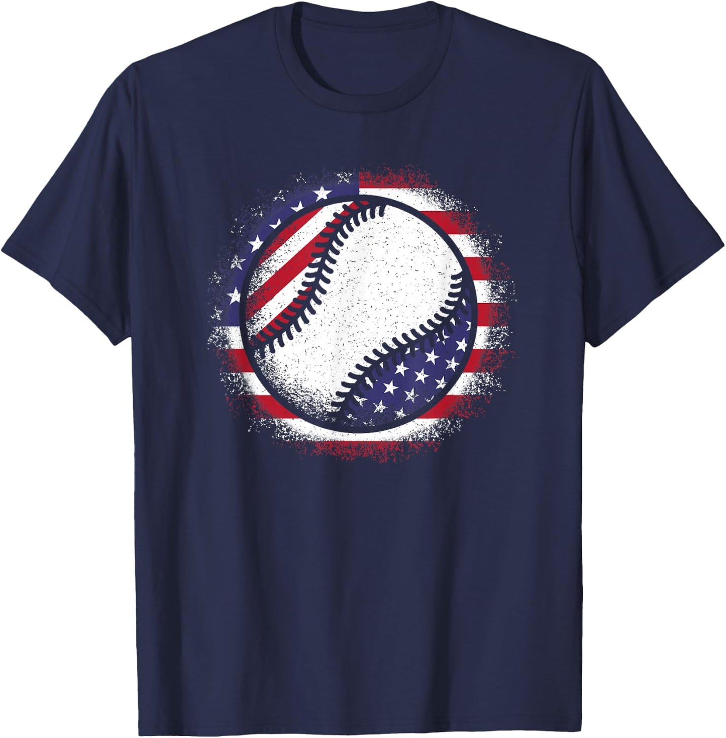 Baseball American Flag Vintage Baseball Lover Men Women Kids T-Shirt - T-Shirt | Navy