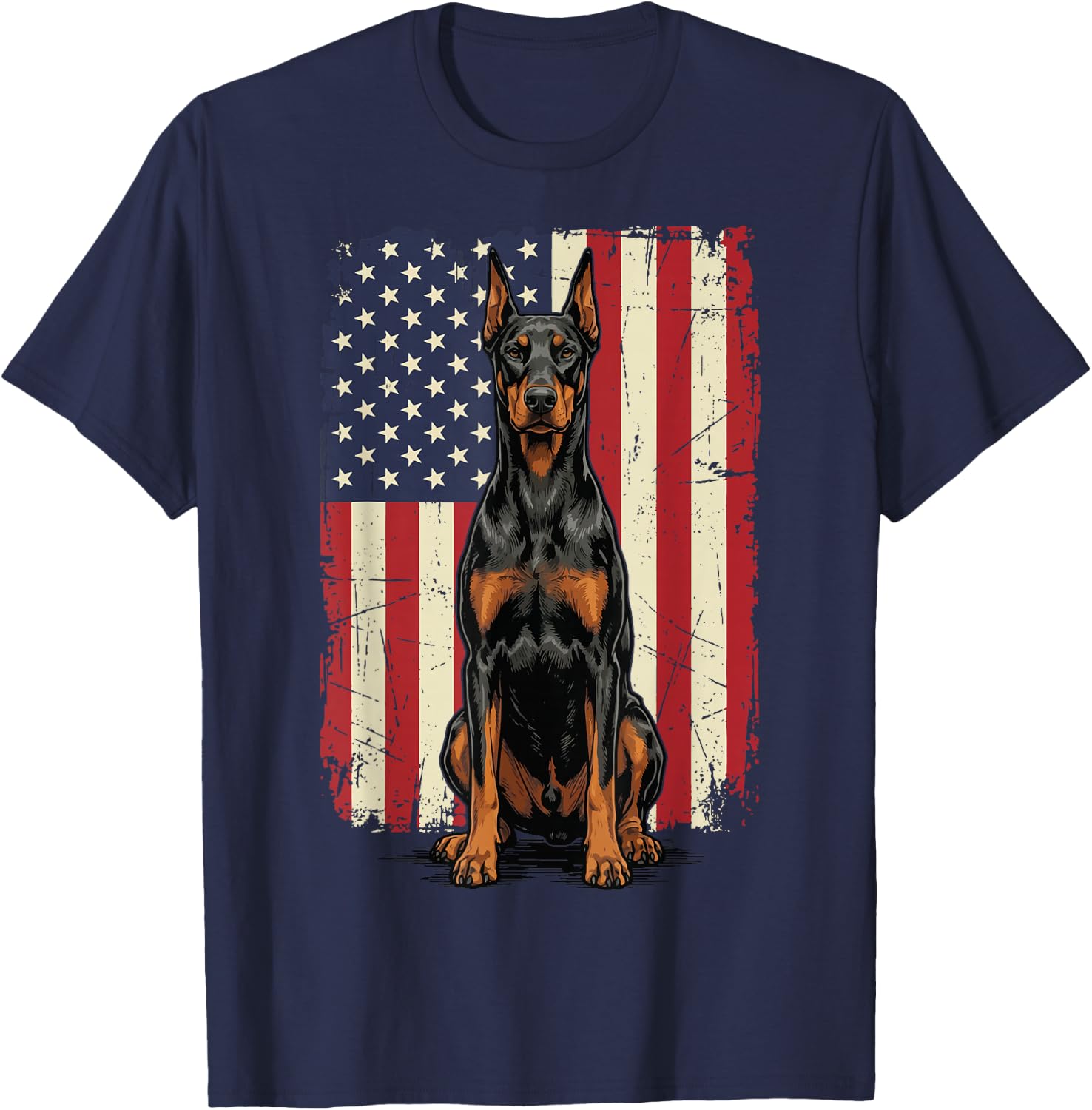 Doberman USA Flag T-Shirt - T-Shirt | Navy