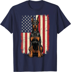 Doberman USA Flag T-Shirt - T-Shirt | Navy
